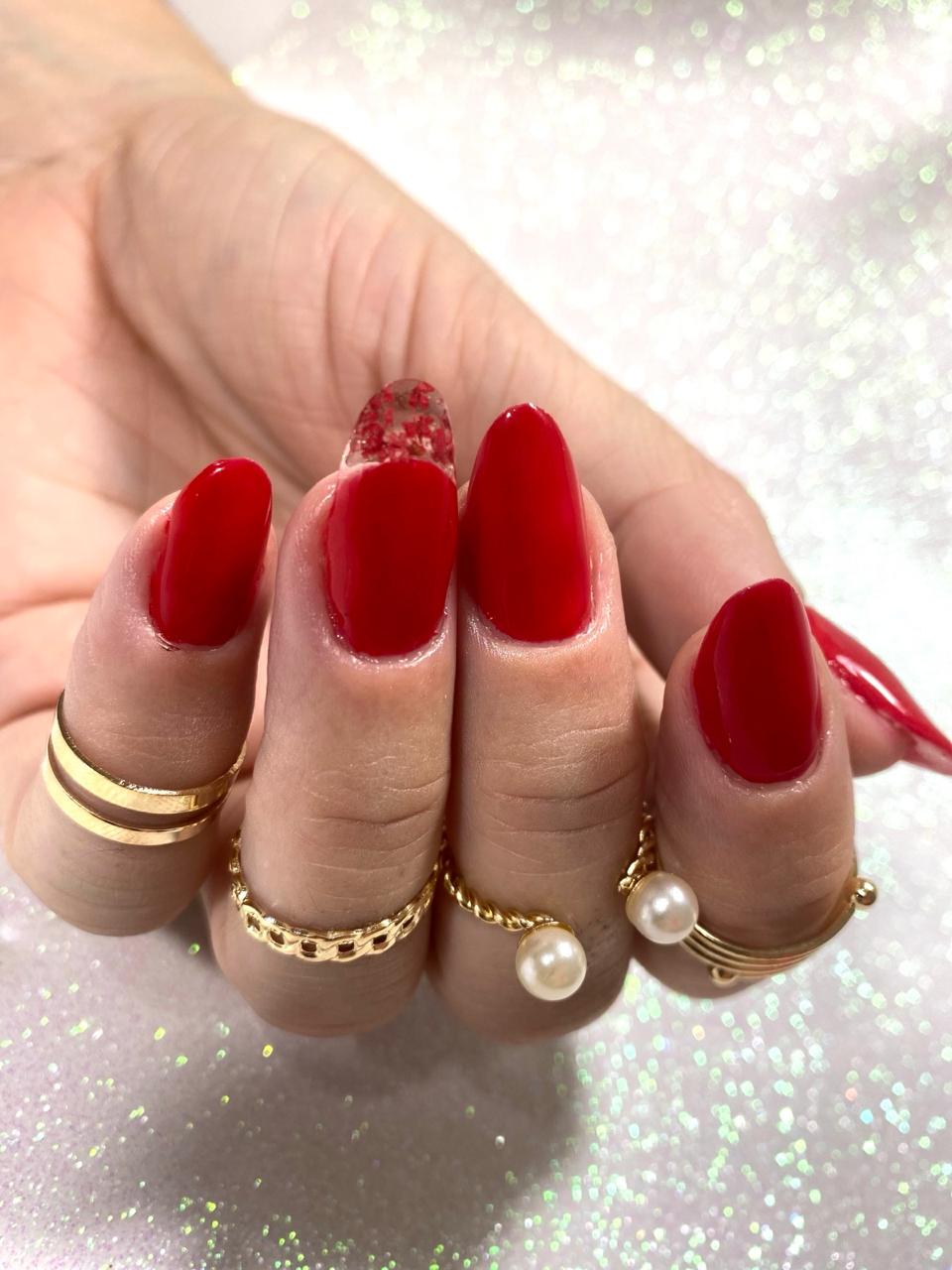 Vermelho clássico com glitter